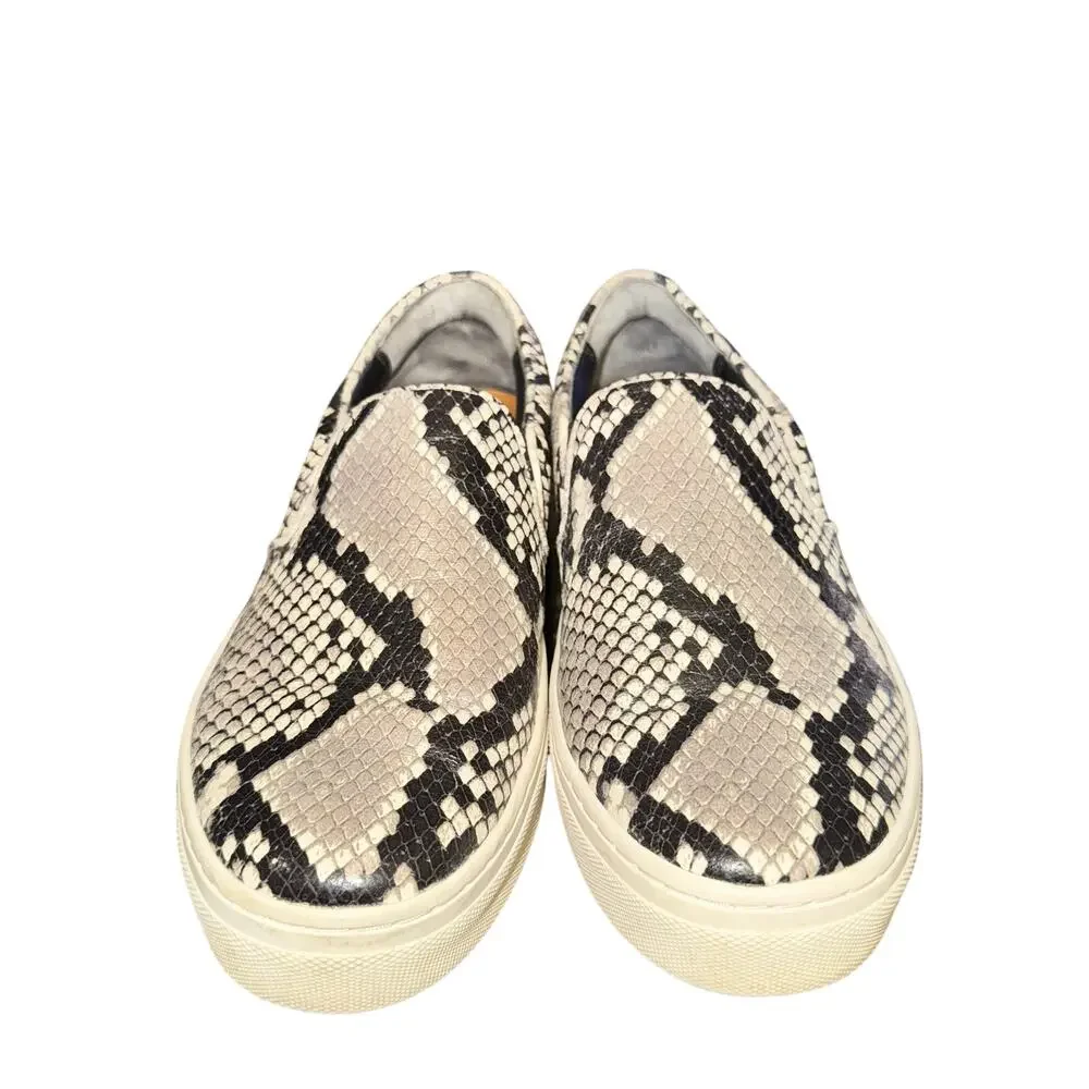 Tory Burch Max Sneakers Women's Size 6.5 M Tan Black Snake Print Leather Shoes